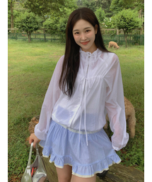 LANGNLU（ラングアンドルー）の「ANCONA Ribbon Shirring Wind Jumper(Ancona)_WHITE（その他アウター）」