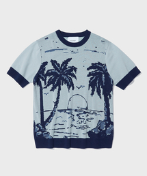 HS JACQUARD KNIT PALM TREE_NAVY
