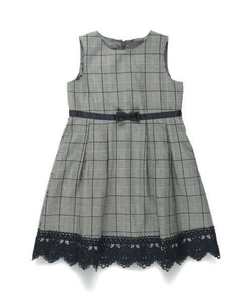 BRANSHES(ブランシェス)の「【フォーマル】グレンチェック裾レースジャンパースカート(ジャンパースカート・キッズ・グレー・120/130/110)」の2枚目の写真
