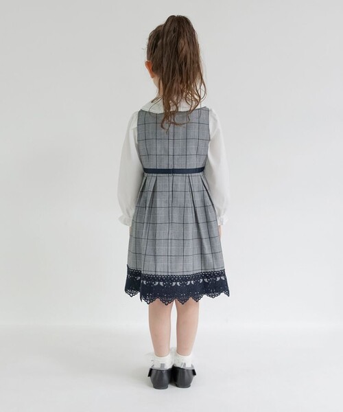 BRANSHES(ブランシェス)の「【フォーマル】グレンチェック裾レースジャンパースカート(ジャンパースカート・キッズ・グレー・120/130/110)」の6枚目の写真