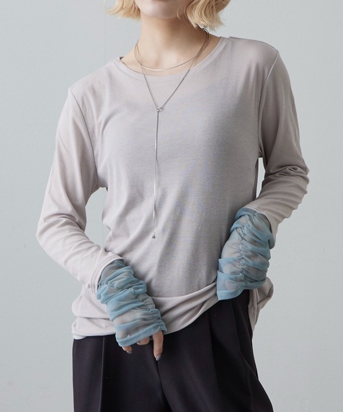 Lui's（ルイス）の「袖シャーリングデザインプルオーバー（Tシャツ/カットソー・レディース・ブラック/グレー/ホワイト・FREE）」の19枚目の写真