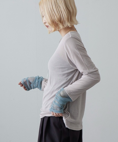 Lui's（ルイス）の「袖シャーリングデザインプルオーバー（Tシャツ/カットソー・レディース・ブラック/グレー/ホワイト・FREE）」の22枚目の写真