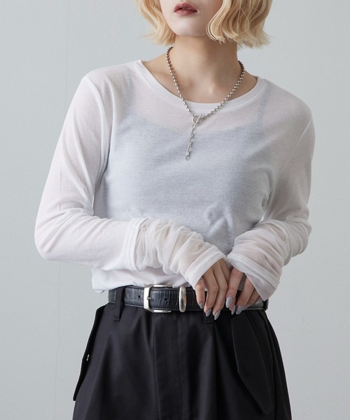 Lui's（ルイス）の「袖シャーリングデザインプルオーバー（Tシャツ/カットソー・レディース・ブラック/グレー/ホワイト・FREE）」の15枚目の写真