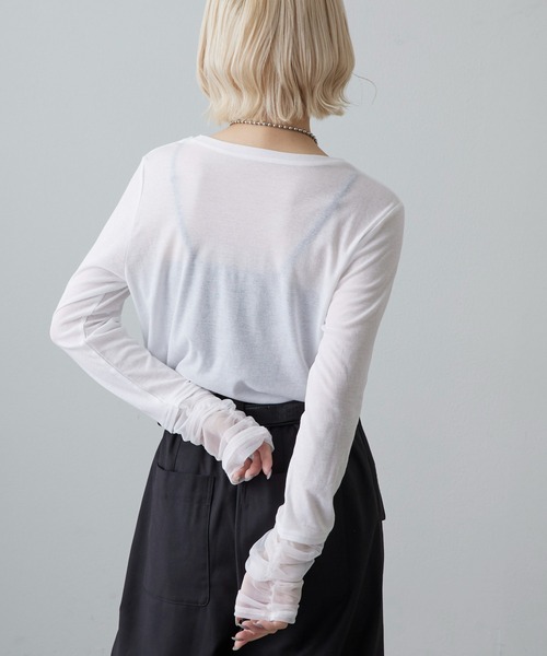 Lui's（ルイス）の「袖シャーリングデザインプルオーバー（Tシャツ/カットソー・レディース・ブラック/グレー/ホワイト・FREE）」の16枚目の写真