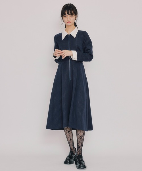 REDYAZEL(レディアゼル)の「フロントZIPストライプロングワンピース(ワンピース・レディース・ピンク/ネイビー/ブルー・MEDIUM/SMALL)」の1枚目の写真