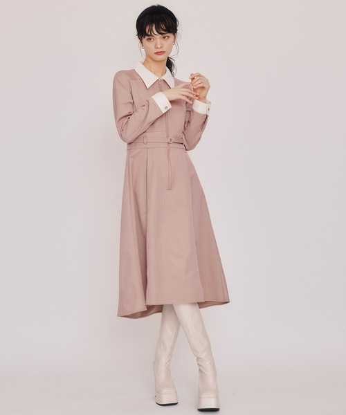 REDYAZEL(レディアゼル)の「フロントZIPストライプロングワンピース(ワンピース・レディース・ピンク/ネイビー/ブルー・MEDIUM/SMALL)」の3枚目の写真