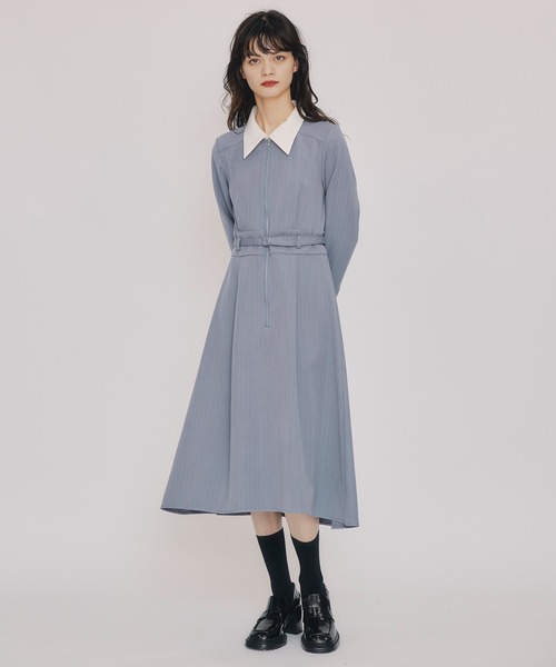 REDYAZEL(レディアゼル)の「フロントZIPストライプロングワンピース(ワンピース・レディース・ピンク/ネイビー/ブルー・MEDIUM/SMALL)」の2枚目の写真