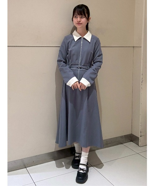 REDYAZEL(レディアゼル)の「フロントZIPストライプロングワンピース(ワンピース・レディース・ピンク/ネイビー/ブルー・MEDIUM/SMALL)」の7枚目の写真
