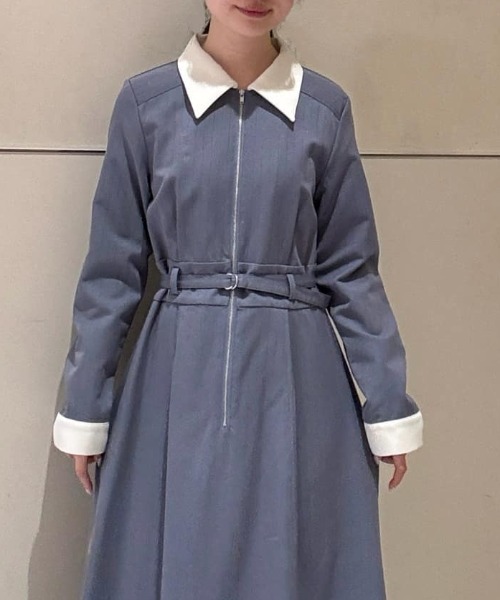 REDYAZEL(レディアゼル)の「フロントZIPストライプロングワンピース(ワンピース・レディース・ピンク/ネイビー/ブルー・MEDIUM/SMALL)」の8枚目の写真