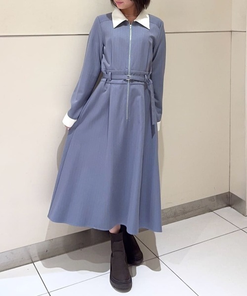 REDYAZEL(レディアゼル)の「フロントZIPストライプロングワンピース(ワンピース・レディース・ピンク/ネイビー/ブルー・MEDIUM/SMALL)」の14枚目の写真