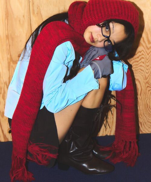 PULP/417EDIFICE(パルプフォーワンセブンエディフィス)の「Margarines / マーガリンズ HOODED SCARF(マフラー・レディース・レッド/グレー・FREE)」の13枚目の写真