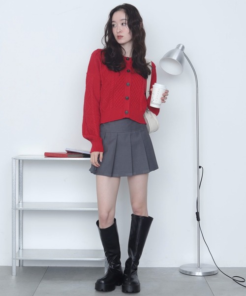 WEGO(ウィゴー)の「WEGO/【26年春新作】ケーブルニットカーディガン(カーディガン/ボレロ・レディース・レッド/ホワイト/グレー・LARGE/MEDIUM)」の6枚目の写真