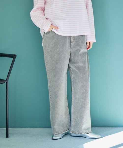 studio CLIP（スタディオクリップ）の「ストレート甘織りデニムパンツ[プチ・プラスサイズあり]《CLIP denim》（デニムパンツ・レディース・ライトベージュ/ライトブルー/ライトグレー/ブルー系その他・PF/XXX-LARGE/XX-LARGE/X-LARGE/LARGE/MEDIUM）」の2枚目の写真