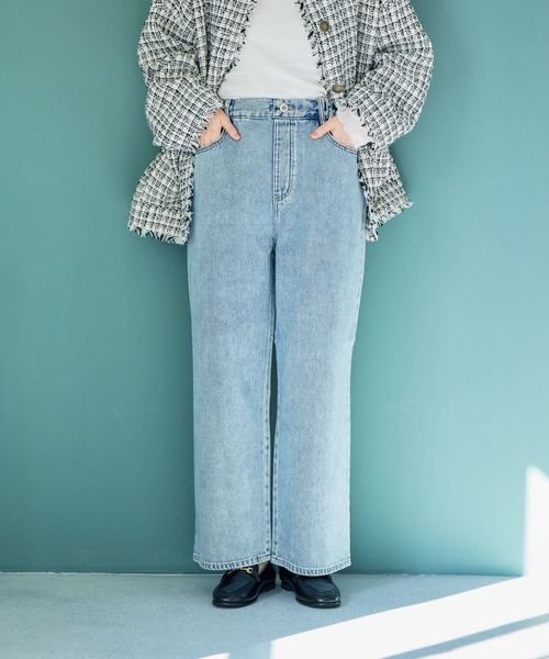 studio CLIP（スタディオクリップ）の「ストレート甘織りデニムパンツ[プチ・プラスサイズあり]《CLIP denim》（デニムパンツ・レディース・ライトベージュ/ライトブルー/ライトグレー/ブルー系その他・PF/XXX-LARGE/XX-LARGE/X-LARGE/LARGE/MEDIUM）」の3枚目の写真