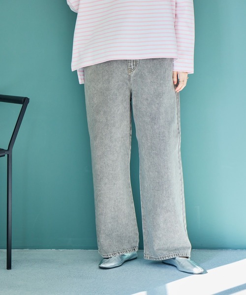 studio CLIP（スタディオクリップ）の「ストレート甘織りデニムパンツ[プチ・プラスサイズあり]《CLIP denim》（デニムパンツ・レディース・ライトベージュ/ライトブルー/ライトグレー/ブルー系その他・PF/XXX-LARGE/XX-LARGE/X-LARGE/LARGE/MEDIUM）」の5枚目の写真