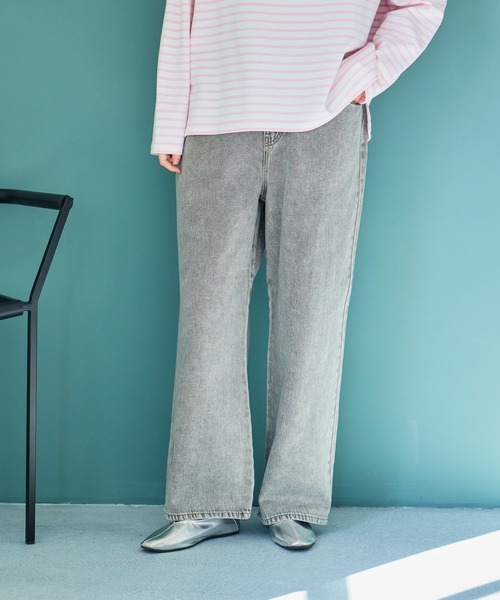 studio CLIP（スタディオクリップ）の「ストレート甘織りデニムパンツ[プチ・プラスサイズあり]《CLIP denim》（デニムパンツ・レディース・ライトベージュ/ライトブルー/ライトグレー/ブルー系その他・PF/XXX-LARGE/XX-LARGE/X-LARGE/LARGE/MEDIUM）」の6枚目の写真