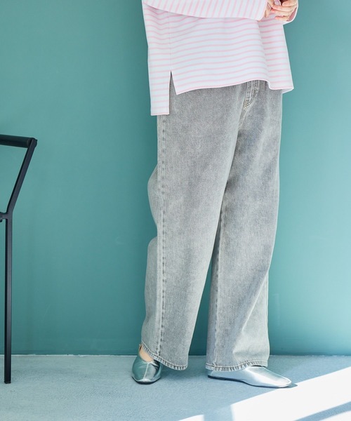 studio CLIP（スタディオクリップ）の「ストレート甘織りデニムパンツ[プチ・プラスサイズあり]《CLIP denim》（デニムパンツ・レディース・ライトベージュ/ライトブルー/ライトグレー/ブルー系その他・PF/XXX-LARGE/XX-LARGE/X-LARGE/LARGE/MEDIUM）」の7枚目の写真