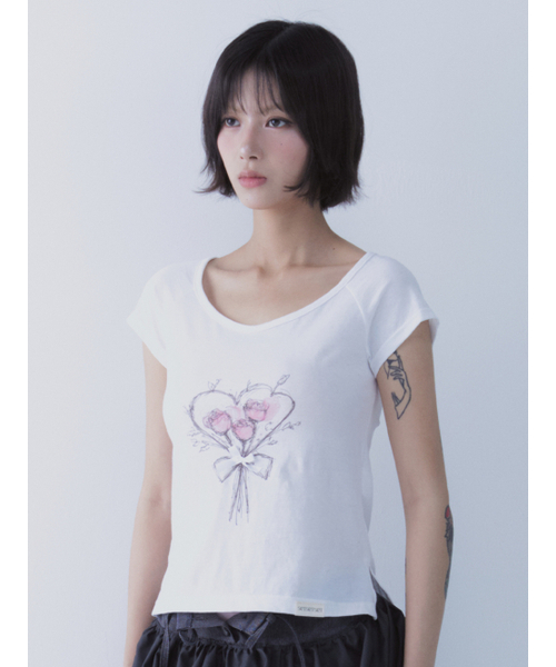 SETSETSET(セットセットセット)の「ROSE HEART T-SHIRTS(Tシャツ/カットソー・レディース・その他・ONE SIZE)」の5枚目の写真