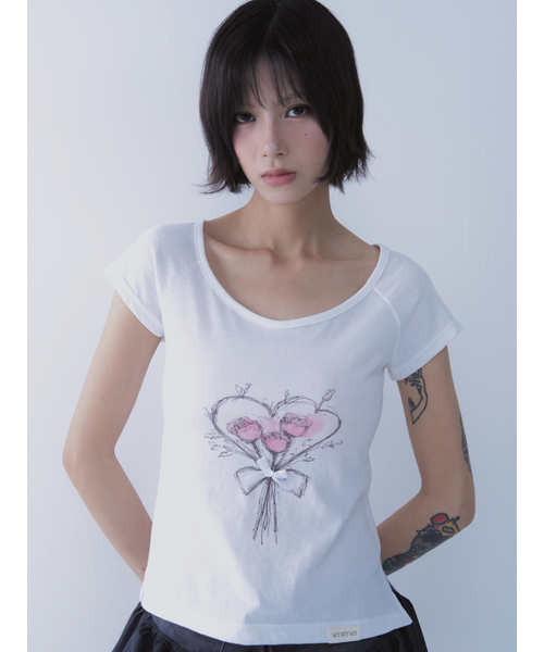 SETSETSET(セットセットセット)の「ROSE HEART T-SHIRTS(Tシャツ/カットソー・レディース・その他・ONE SIZE)」の7枚目の写真