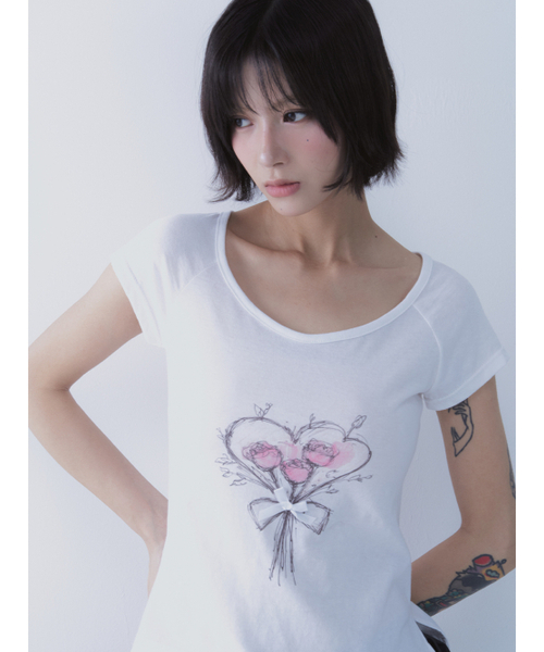 SETSETSET(セットセットセット)の「ROSE HEART T-SHIRTS(Tシャツ/カットソー・レディース・その他・ONE SIZE)」の8枚目の写真
