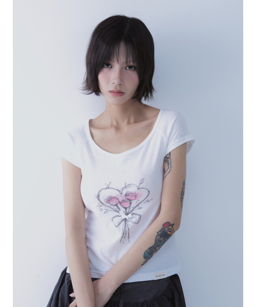 SETSETSET(セットセットセット)の「ROSE HEART T-SHIRTS(Tシャツ/カットソー・レディース・その他・ONE SIZE)」の9枚目の写真