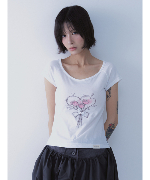 SETSETSET(セットセットセット)の「ROSE HEART T-SHIRTS(Tシャツ/カットソー・レディース・その他・ONE SIZE)」の10枚目の写真
