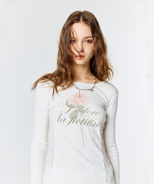 LARTIGENT(ラーティゼン)の「L15 LACE SLIM T-SHIRT (WHITE)(Tシャツ/カットソー・レディース・その他・FREE)」の2枚目の写真