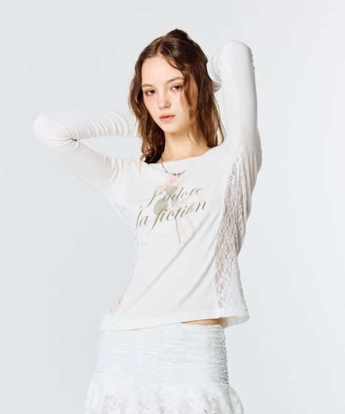 LARTIGENT(ラーティゼン)の「L15 LACE SLIM T-SHIRT (WHITE)(Tシャツ/カットソー・レディース・その他・FREE)」の3枚目の写真