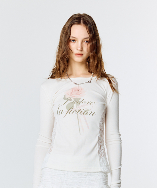 LARTIGENT(ラーティゼン)の「L15 LACE SLIM T-SHIRT (WHITE)(Tシャツ/カットソー・レディース・その他・FREE)」の4枚目の写真