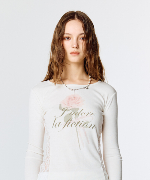 LARTIGENT(ラーティゼン)の「L15 LACE SLIM T-SHIRT (WHITE)(Tシャツ/カットソー・レディース・その他・FREE)」の5枚目の写真