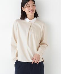 ◆【襟取り外し可能】シャツカラードッキングプルオーバー