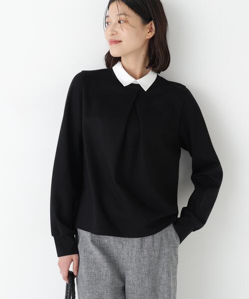 human woman(ヒューマンウーマン)の「◆【襟取り外し可能】シャツカラードッキングプルオーバー(Tシャツ/カットソー・レディース・ブラック/ホワイト系その他・MEDIUM)」の22枚目の写真
