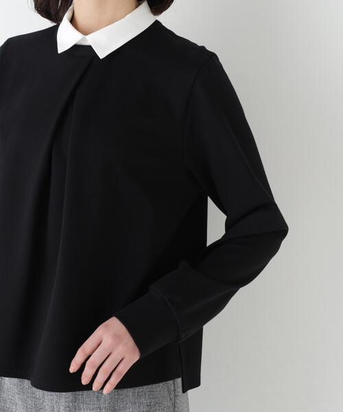 human woman(ヒューマンウーマン)の「◆【襟取り外し可能】シャツカラードッキングプルオーバー(Tシャツ/カットソー・レディース・ブラック/ホワイト系その他・MEDIUM)」の16枚目の写真