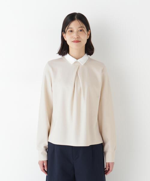 human woman(ヒューマンウーマン)の「◆【襟取り外し可能】シャツカラードッキングプルオーバー(Tシャツ/カットソー・レディース・ブラック/ホワイト系その他・MEDIUM)」の13枚目の写真