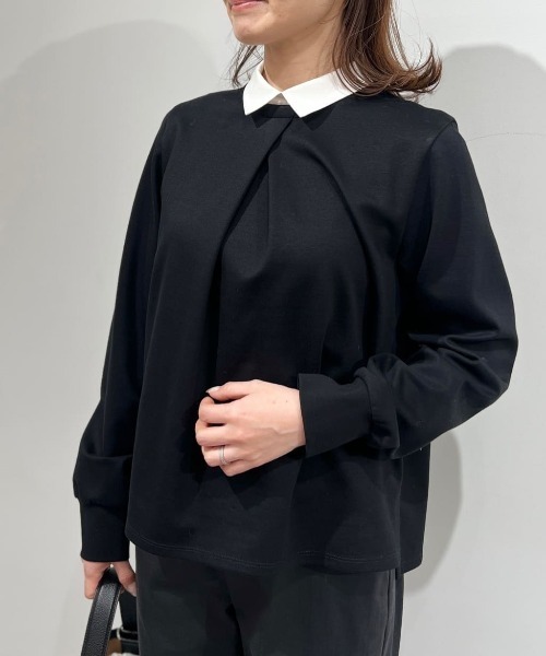 human woman(ヒューマンウーマン)の「◆【襟取り外し可能】シャツカラードッキングプルオーバー(Tシャツ/カットソー・レディース・ブラック/ホワイト系その他・MEDIUM)」の3枚目の写真