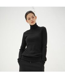 Ribbed Turtle-neck Wool Knit_Black