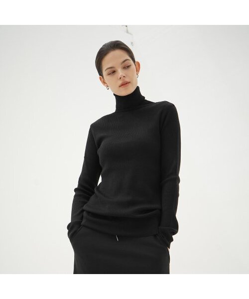 ACUD(アクド)の「Ribbed Turtle-neck Wool Knit_Black(ニット/セーター・レディース・ブラック・FREE)」の1枚目の写真