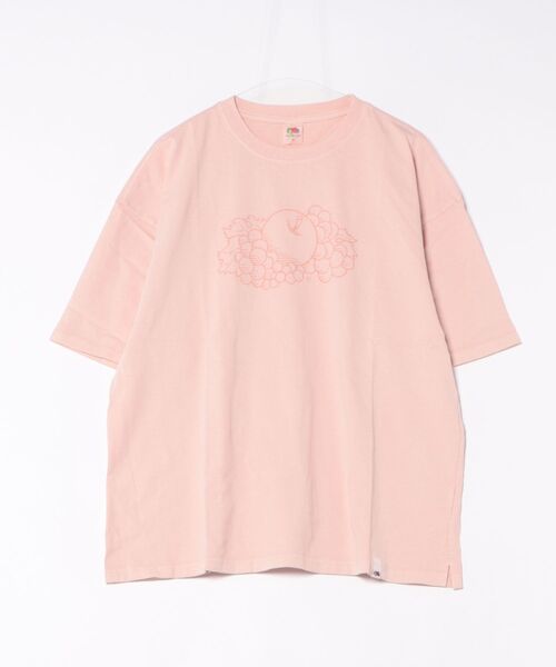 FRUIT OF THE LOOM(フルーツオブザルーム)の「【ST】【FRUIT OF THE LOOM】製品染め プリント入り BIG S/S T(Tシャツ/カットソー・レディース・ピンク/カーキ/ホワイト/レンガ・X-LARGE/MEDIUM/LARGE)」の4枚目の写真