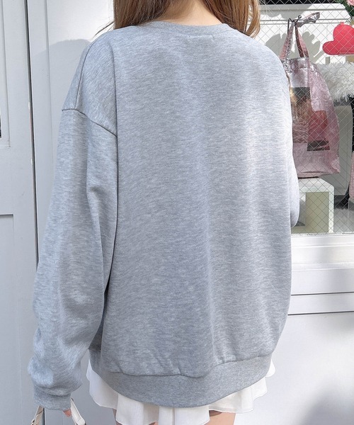 INGNI（イング）の「装飾リボン付ねこスウェットトップス（Tシャツ/カットソー・レディース・グレー/ライトピンク/オートミール・M）」の8枚目の写真