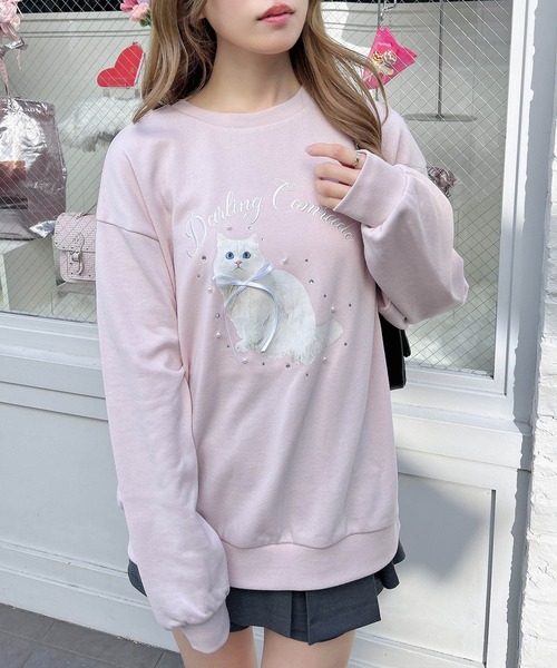 INGNI（イング）の「装飾リボン付ねこスウェットトップス（Tシャツ/カットソー・レディース・グレー/ライトピンク/オートミール・M）」の19枚目の写真