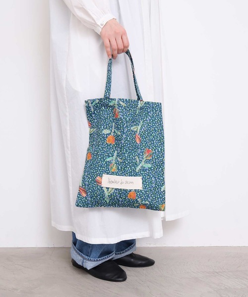 l'atelier du savon(アトリエドサボン)の「ちぎり絵のチューリッププリント トートバッグ(トートバッグ・レディース・レッド/グリーン・FREE)」の12枚目の写真