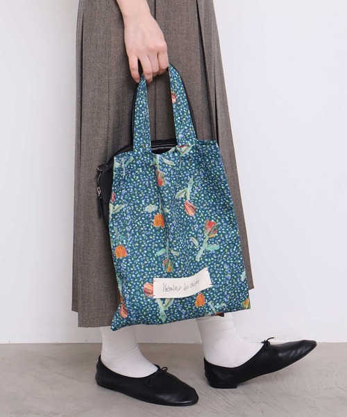 l'atelier du savon(アトリエドサボン)の「ちぎり絵のチューリッププリント トートバッグ(トートバッグ・レディース・レッド/グリーン・FREE)」の11枚目の写真