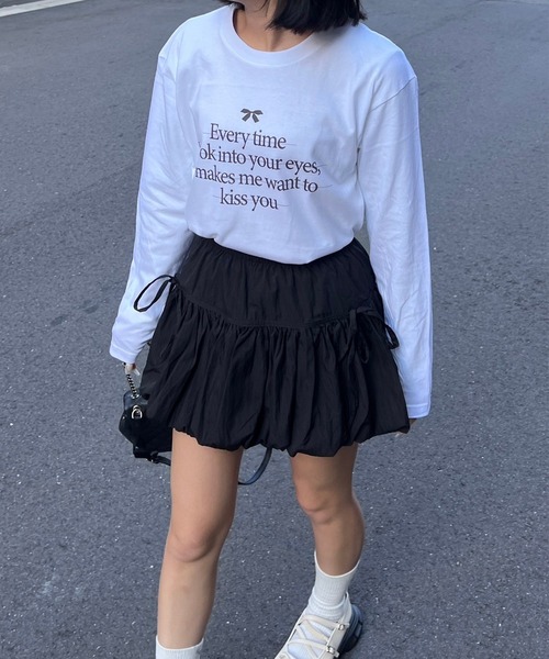 etta(エタ)の「英字ガーリーデザインロンT/長袖Tシャツ(Tシャツ/カットソー・レディース・ホワイト・MEDIUM)」の1枚目の写真