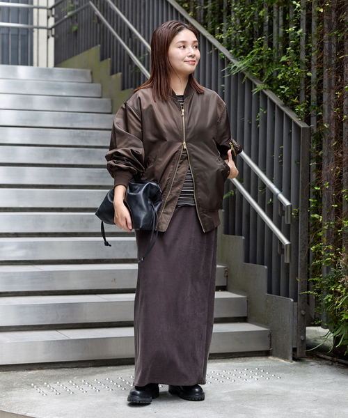 JOURNAL STANDARD（ジャーナルスタンダード）の「《追加》【洗える】ダブルジップMA-1（MA-1・レディース・ブラウン/ベージュ・FREE）」の22枚目の写真