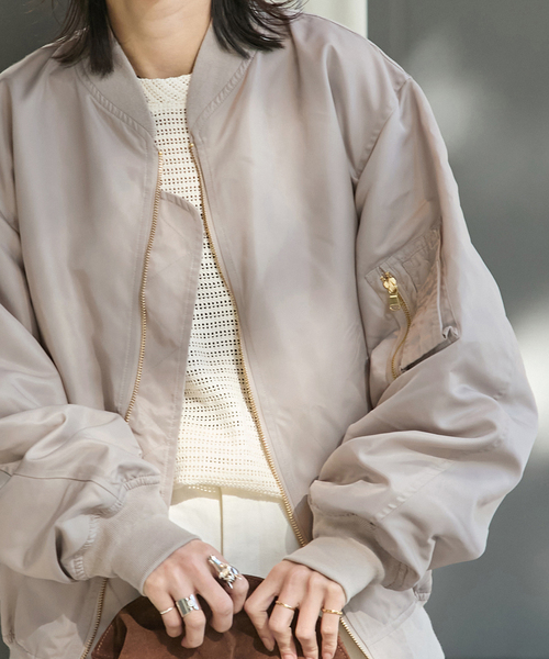 JOURNAL STANDARD（ジャーナルスタンダード）の「《追加》【洗える】ダブルジップMA-1（MA-1・レディース・ブラウン/ベージュ・FREE）」の6枚目の写真