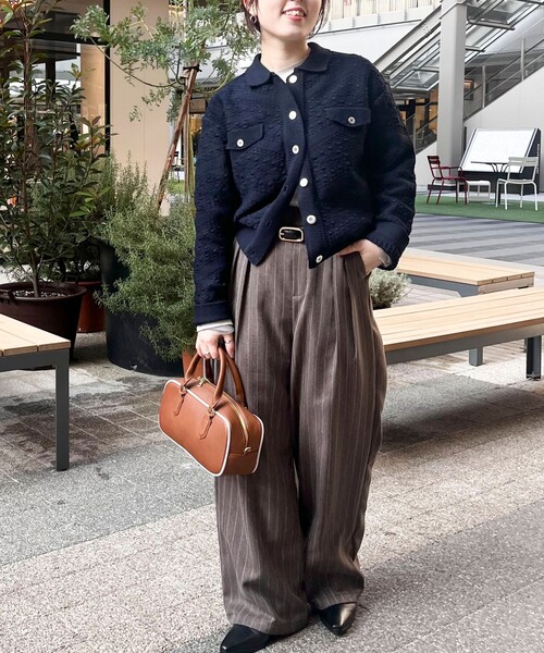 MICO COULIER（ミコクリエ）の「クロシェレース風衿付きカーディガン（カーディガン/ボレロ・レディース・ネイビー/ライトグレー・38）」の12枚目の写真