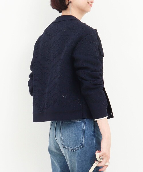 MICO COULIER（ミコクリエ）の「クロシェレース風衿付きカーディガン（カーディガン/ボレロ・レディース・ネイビー/ライトグレー・38）」の17枚目の写真