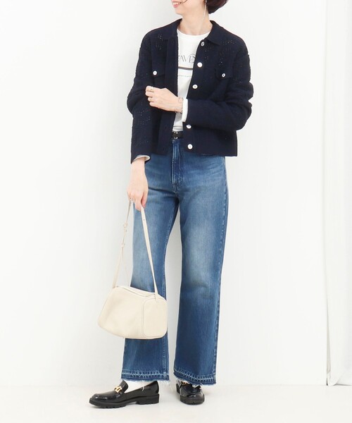 MICO COULIER（ミコクリエ）の「クロシェレース風衿付きカーディガン（カーディガン/ボレロ・レディース・ネイビー/ライトグレー・38）」の18枚目の写真