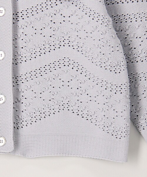 MICO COULIER（ミコクリエ）の「クロシェレース風衿付きカーディガン（カーディガン/ボレロ・レディース・ネイビー/ライトグレー・38）」の6枚目の写真