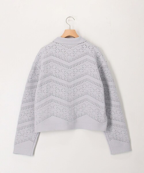 MICO COULIER（ミコクリエ）の「クロシェレース風衿付きカーディガン（カーディガン/ボレロ・レディース・ネイビー/ライトグレー・38）」の7枚目の写真